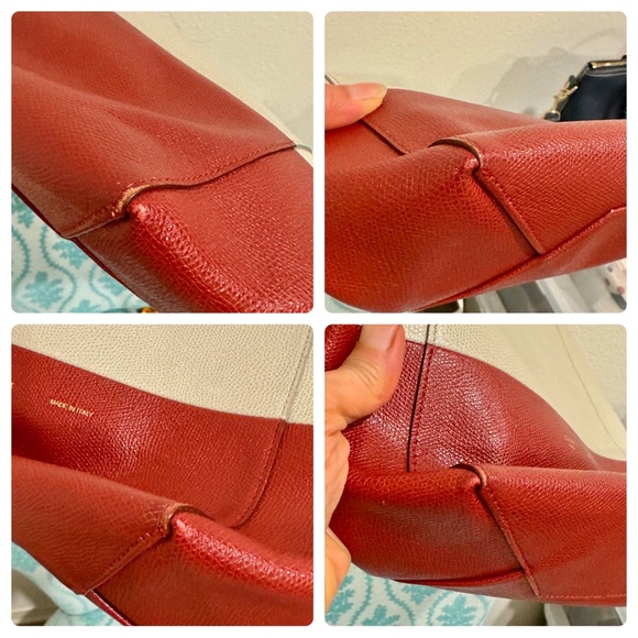 Celine Grained Calfskin Small Vertical Bi-Cabas Cream Red with COA - Picture 15 of 16